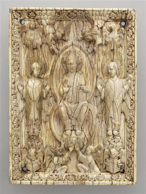 Plaque De Reliure Christ En Majest Entour Des Symboles Des