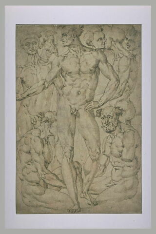 Groupe de huit figures d'hommes nus : six debout et deux assis, image 2/2