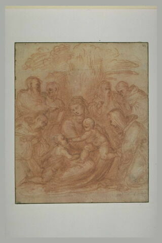 Vierge assise et l'Enfant Jésus, le petit saint Jean et six saints, image 1/1