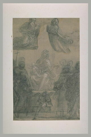Sainte Conversation avec un petit ange musicien et deux saintes à genoux, image 1/1