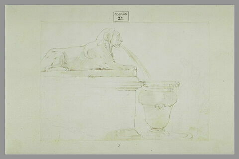 Une fontaine avec un lion crachant de l'eau dans une vasque, image 1/1