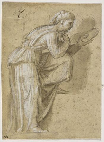 Copie d'après la figure de gauche dans la lunette de Naason,Cappella Sistina, image 1/2