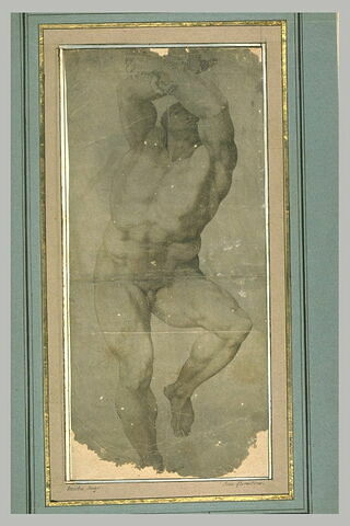 Etude d'un esclave nu, les deux bras liés et levés au-dessus de la tête, image 1/1