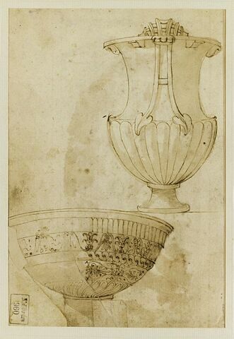 Vasque antique du Jardin des Princes (Villa Torlonia, Rome) et Cratère monumental de Santa Cecilia in Trastevere (Rome), image 1/2