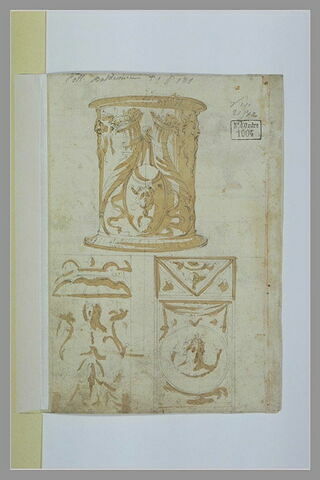 Etudes d'un autel rond, et de deux panneaux décoratifs, image 2/2
