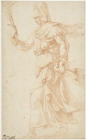 Vieille femme drapée, tenant une 'lira da braccio' et un faisceau de verges, image 1/2
