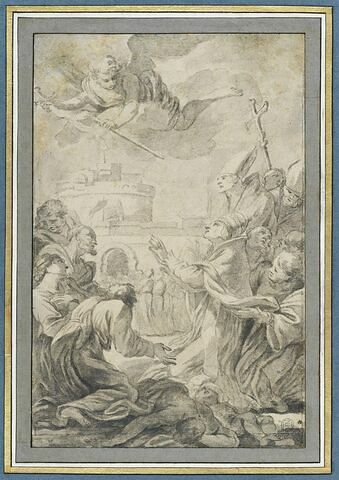 Saint Grégoire priant un ange pour obtenir la cessation de la peste, à Rome, image 1/3