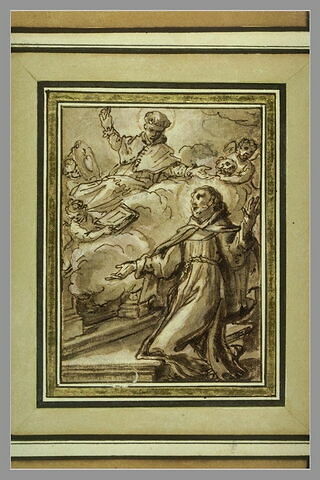 Saint François Xavier à genoux invoque saint Bonaventure