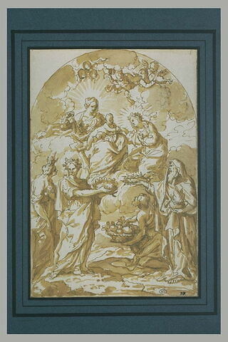 Les Saisons assistant à l'adoration de la Vierge à l'Enfant par sainte Rosalie, image 1/1