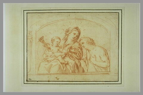 Vierge à l'Enfant avec un personnage en adoration
