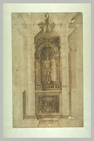 Saint Sébastien représenté dans une niche entre deux pilastres, image 2/2