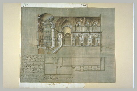 Plan et coupe de San Michele degli Antinori, à Florence