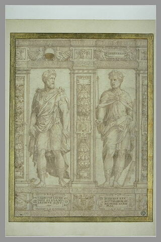 Partie de frise avec deux statues de Zaleucus et Scilurus
