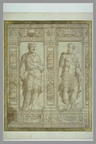 Partie de frise avec deux statues de Numa Pompilius et Junius Brutus, image 2/2