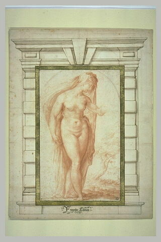 Femme nue, avec un voile, tournée vers la droite, encadrée dans une niche, image 2/4