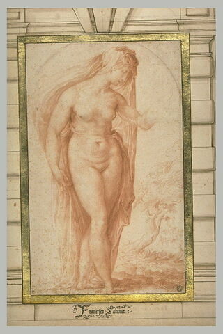 Femme nue, avec un voile, tournée vers la droite, encadrée dans une niche, image 4/4