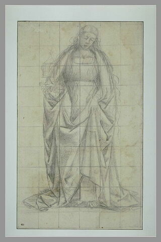 Sainte drapée, debout, tenant un vase de la main droite : sainte Madeleine ?