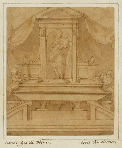Projet d'autel ou de tombeau avec la Vierge et l'Enfant, image 1/2