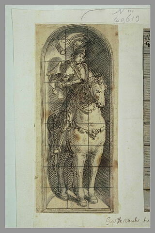 Cavalier en armure portant un étendard, dans une niche : saint George ?, image 1/1