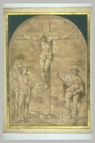 Christ en Croix entre saint Sébastien et saint Roch, image 1/1