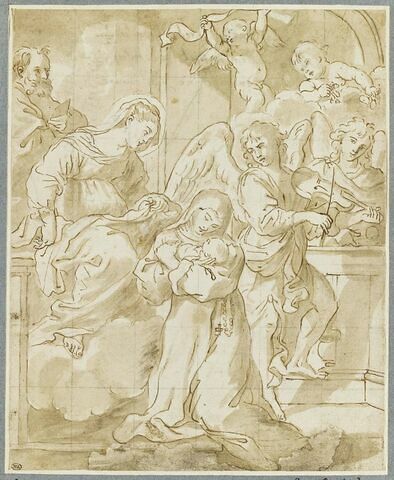 La Vierge regarde sainte Agnès tenant l'Enfant devant des anges, image 1/2
