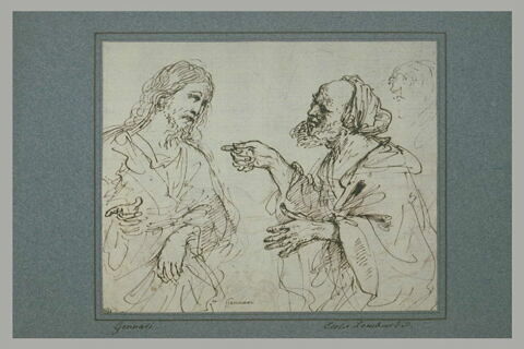 Le Christ et un apôtre, et esquisse d'une troisième figure, image 2/2