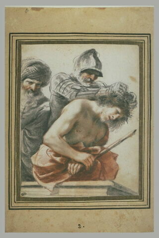 Pilate regarde un soldat poser sur la tête du Christ une couronne d'épines, image 2/2
