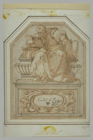 Etude pour un tombeau sur lequel est assis un homme lisant, image 2/2