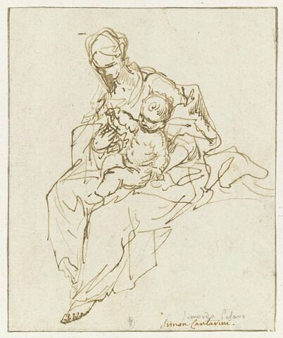 La Vierge assise avec l'Enfant Jésus sur les genoux, image 1/2