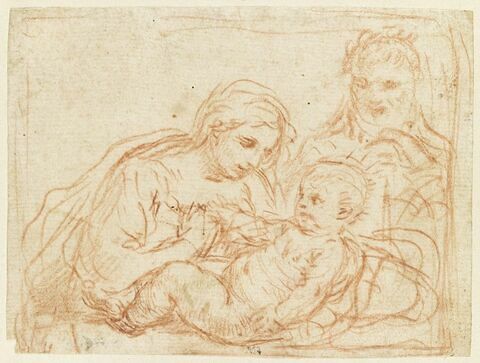 La Sainte Vierge et saint Joseph regardent l'Enfant, image 1/2