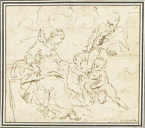 Saint Joseph et la Vierge regardent l'Enfant jouer avec le petit saint Jean, image 1/2