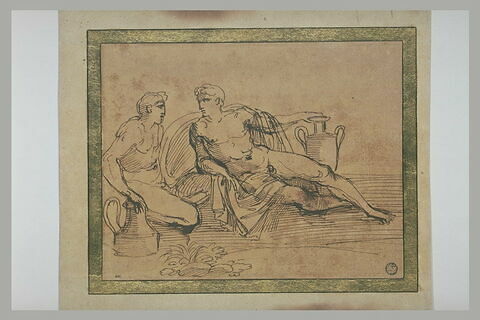 Deux hommes nus s'appuyant sur des vases : Bacchus et Apollon