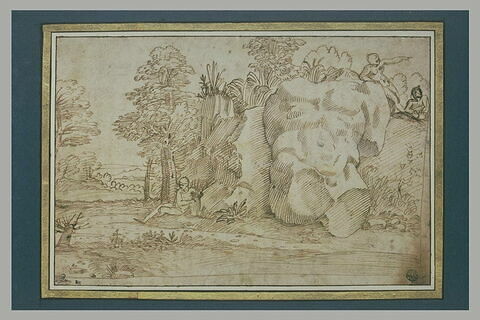 Paysage avec des figures près d'un fragment de statue colossale, image 2/2