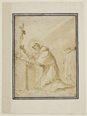 Saint Charles Borromée en prière devant le crucifix, image 1/2
