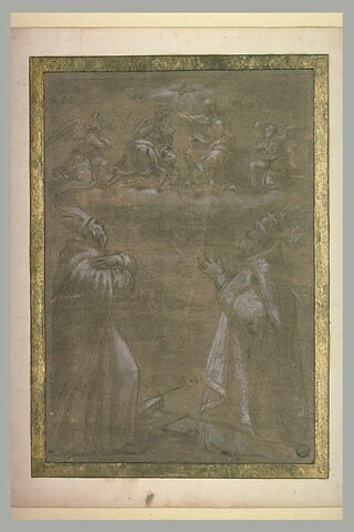 La Vierge couronnée par le Christ apparaissant à deux évêques