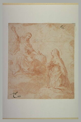 La Sainte Vierge agenouillé devant le Christ au ciel, image 1/1