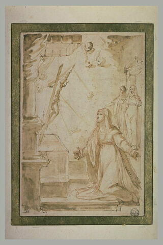 Sainte Catherine de Sienne devant un crucifix, reçevant les stigmates, image 2/2