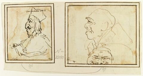Caricature : tête d'homme, vue de profil et de face, image 2/3