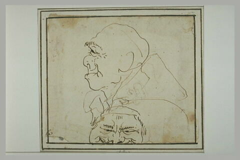 Caricature : tête d'homme, vue de profil et de face, image 3/3