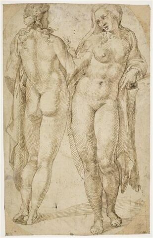 Etude de deux figures nues debout : Vénus et Adonis (?)