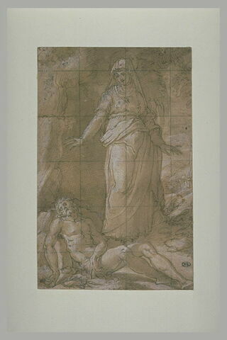 Le Christ mort, étendu à terre, devant la Vierge de douleur, image 2/2