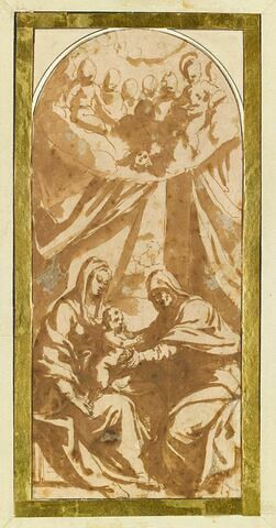 Vierge à l'Enfant avec sainte Anne, et une assemblée d'anges sur des nuées, image 1/2