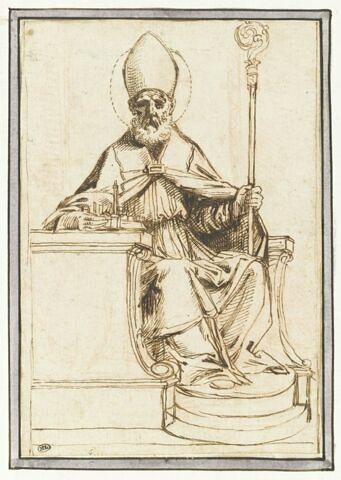 L'Evêque saint Pétrone assis, vu de face