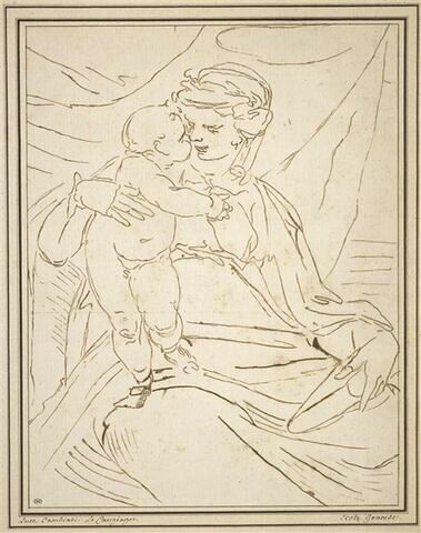 La Vierge embrassant l'Enfant debout sur ses genoux, image 1/2