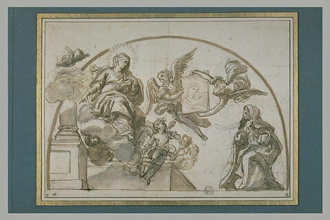 Apparition de la Vierge à une religieuse et deux anges portant un tableau, image 3/3