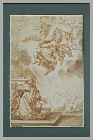 Apparition d'anges portant la Croix à deux religieux, image 1/1