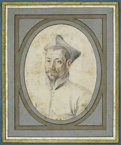 Portrait d'homme avec moustache, barbe et bonnet carré