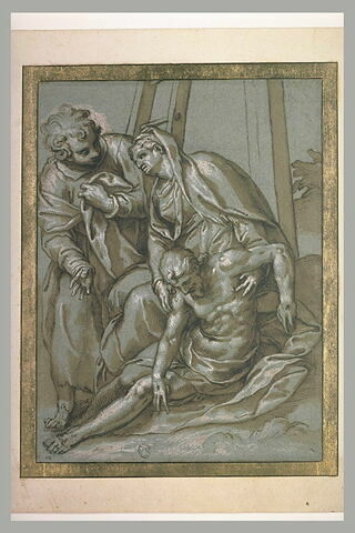 Le Christ mort au pied de la Croix, la Vierge et saint Jean