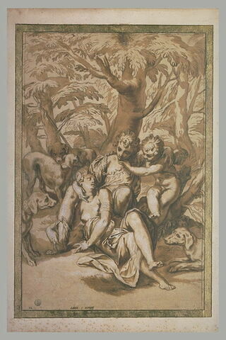 Vénus et Adonis, entourés de quatre chiens et de l'Amour, image 2/2