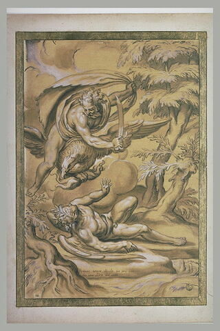 Jupiter sur son aigle coupe de son sabre un homme ailé : Primo Tempo diviso, image 1/1